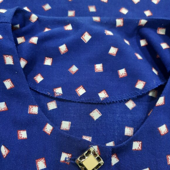 Vtg 80s blue skirt set w/ unique buttons - Handmade - Picture 8 of 12